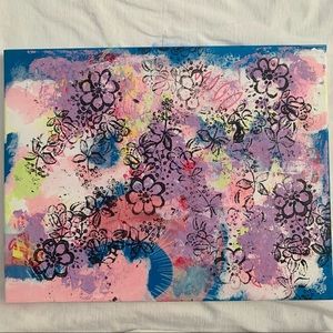 Abstract Floral Canvas Painting Original Acrylic